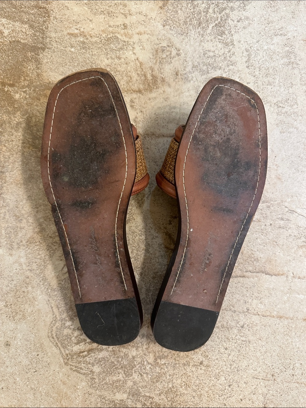 Sam Edelman Brown Woven Leather-Trim Slide Sandals - Picture 3 of 3